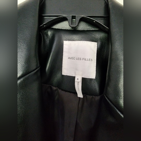 Avec Les Filles Vegan Leather Blazer size S - Picture 6 of 6
